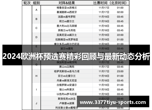 2024欧洲杯预选赛精彩回顾与最新动态分析